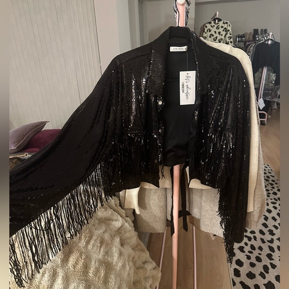 12th Tribe Star Crossed Black Sequin Jacket - Picture 7 of 10